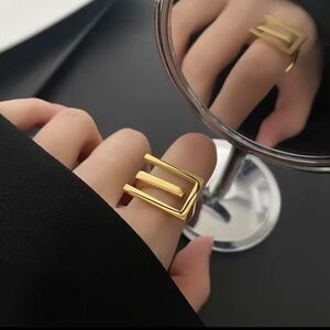 Chic 18k Gold plated stainless steel Geometric Ring